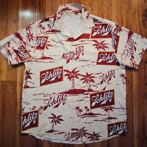Cream and Red Men's Schlitz Beer Shirt